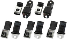Load image into Gallery viewer, OER Black Deluxe Retractable Seat Belt Set 1968-1969 Firebird and Camaro Models
