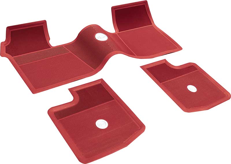 OER M63002 Red Bow Tie 3 Piece Rubber Floor Mat Set 1963-1972 Impala Chevelle