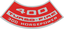 Load image into Gallery viewer, OER Air Cleaner Decal Turbo-Fire 400/300 HP Camaro Nova Chevelle Impala Corvette
