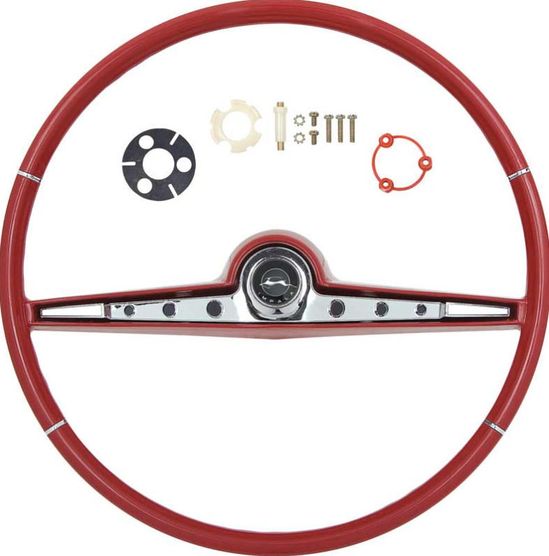 OER Red Steering Wheel Kit With Impala Horn Emblem 1962 Chevy Impala Models