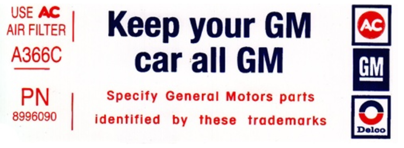 Keep Your GM Car All GM Decal For 1978-1979 Pontiac Firebird PN Code With 403