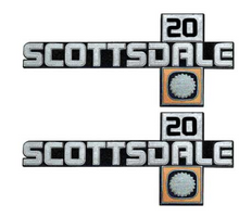 Load image into Gallery viewer, OER Front Fender &quot;Scottsdale 20&quot; Emblem Set 1981-1988 Chevy Pickup Trucks
