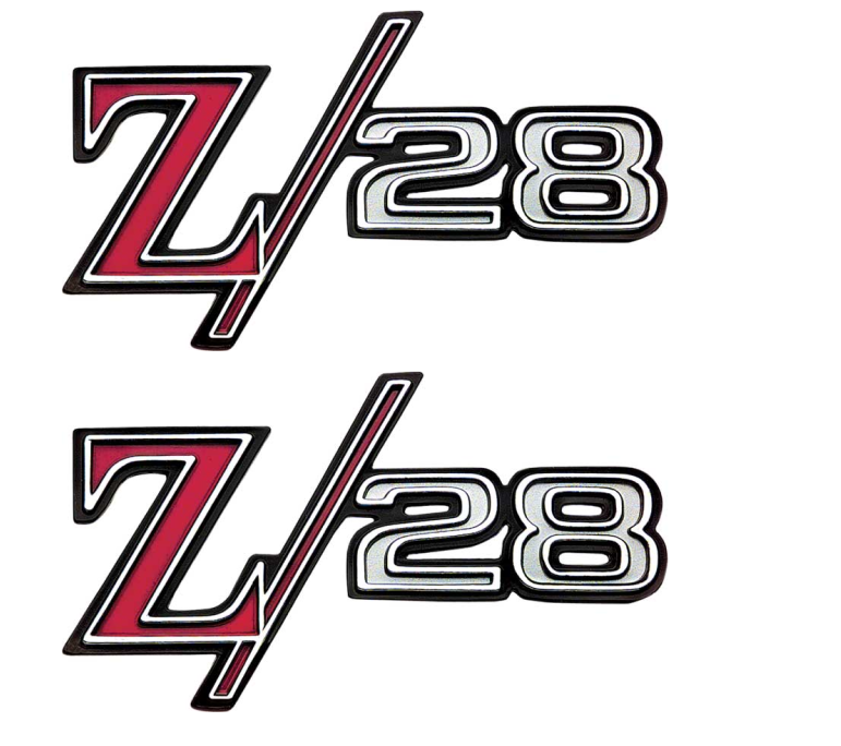 OER Zinc Diecast Z28 Front Fender Emblem Set For 1968 Chevy Camaro Models