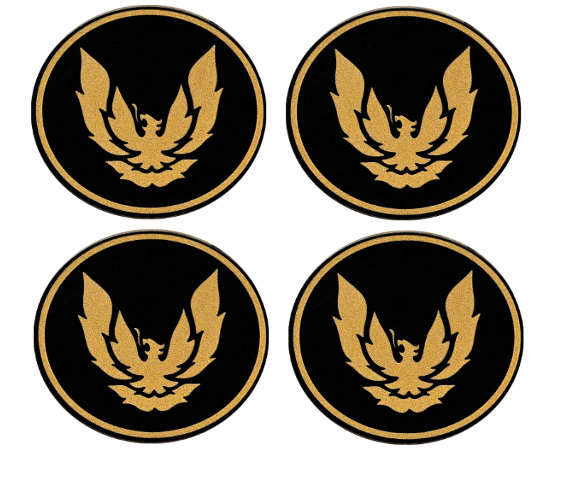 OER Gold and Black GTA Wheel Cap Emblem Set 1982-1992 Pontiac Firebird