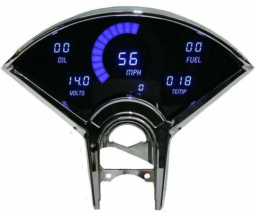 Intellitronix Blue LED Digital Gauge Cluster 1955-1956 Chevy Bel Air 150 210