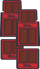 Load image into Gallery viewer, OER 4 Piece Red/Black Carpeted Floor Mat Set 1962-1979 Chevy II Nova Models
