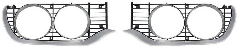 OER Head Lamp Bezels Silver/Black Pair For 19713-1972 Plymouth B-Body