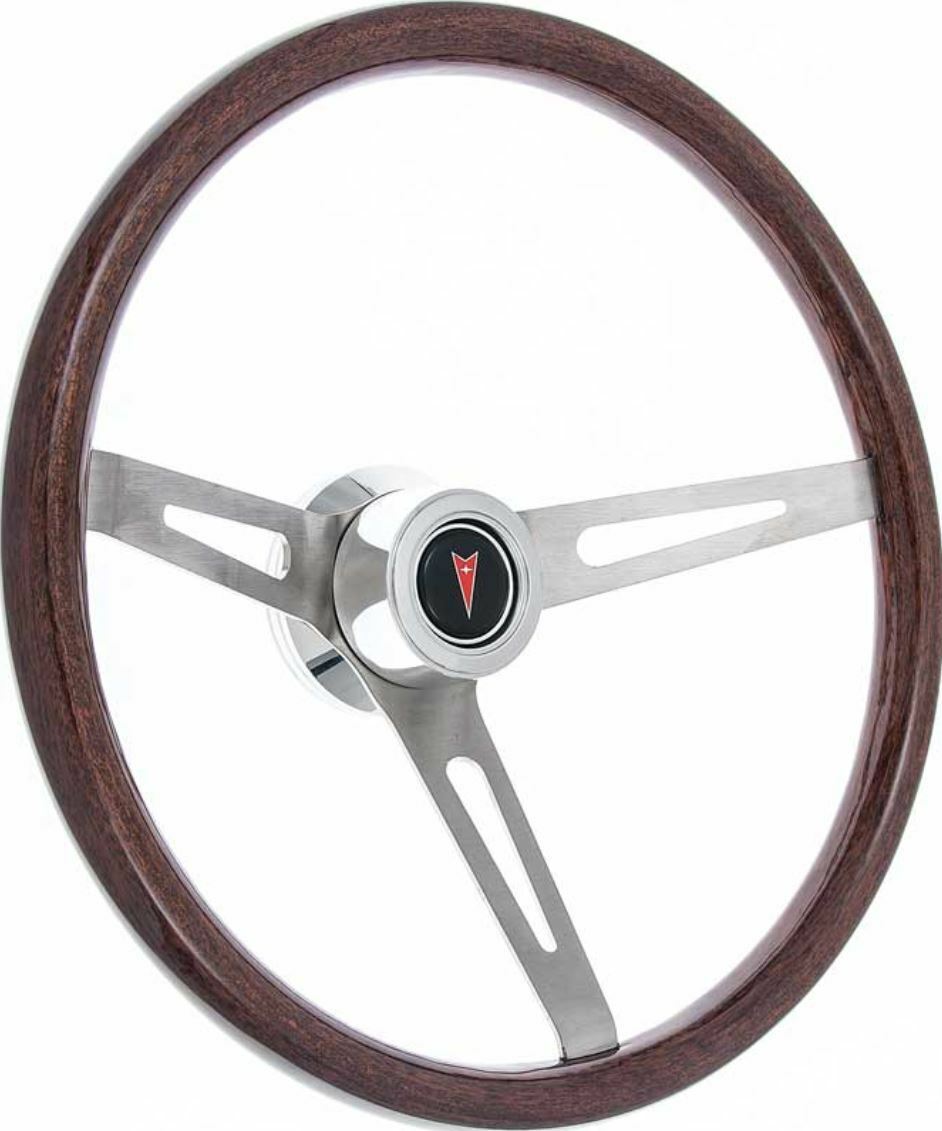 1967-1968 Pontiac Dark Wood Steering Wheel Kit Arrowhead Hub Firebird GTO