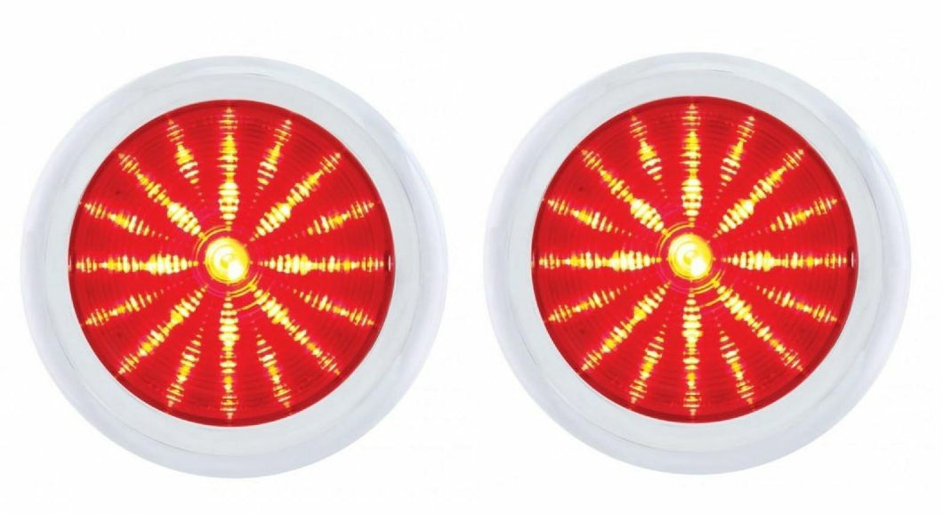 United Pacific 41 LED Tail Light Set With Chrome Bezels 1950 Pontiac Chieftain