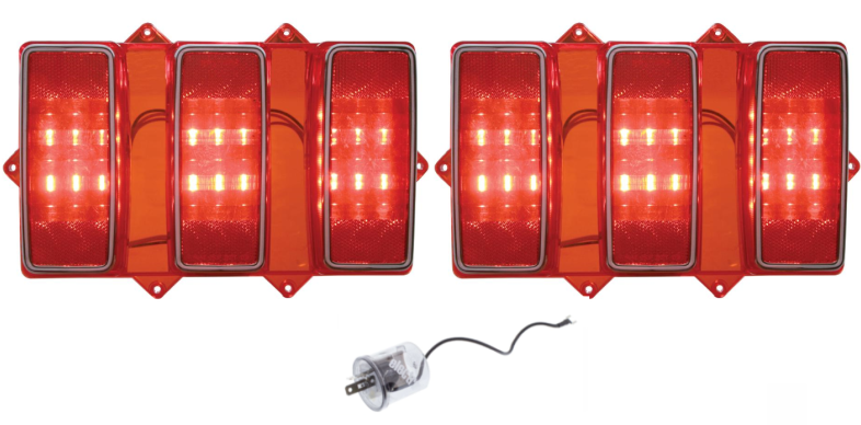 United Pacific Super Bright LED Tail Light Set With Flasher 1969 Ford Mustang
