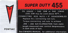Load image into Gallery viewer, Pontiac 455 SD Valve Cover Decal 1973-1974 Firebird Trans AM Ventura GTO LeMans
