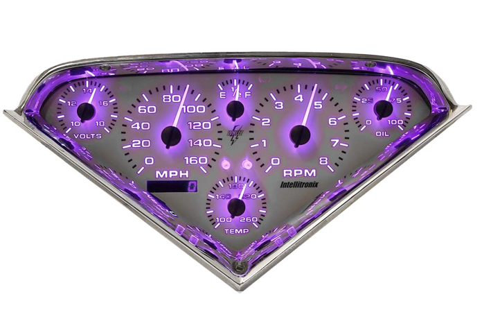 Intellitronix Purple LED Analog Replacement Gauge Cluster 1955-1959 Chevy Trucks