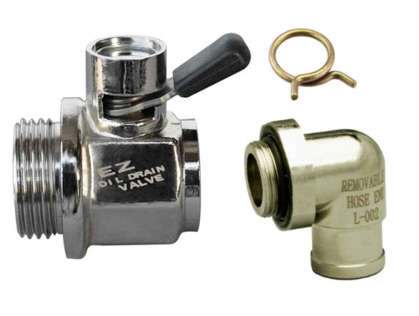 EZ Oil Drain Valve Cummins L10 M11 N14 ISM Paccar MX13 90 With Degree Barb