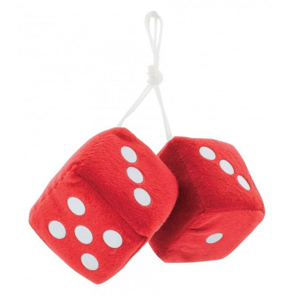 United Pacific C5038R 3" X 3" Red Plush Fuzzy Dice Hotrod Streetrod