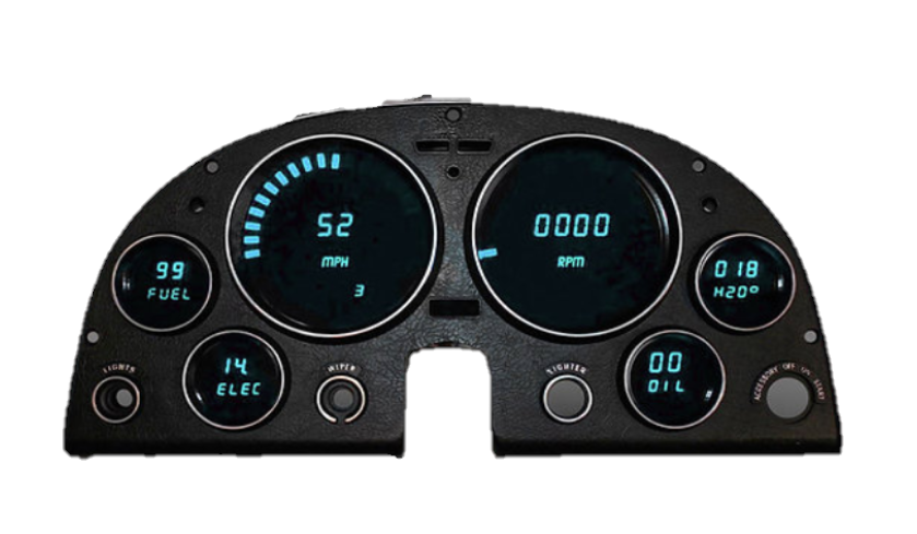 Intellitronix Teal LED Digital Gauge Cluster 1963-1967 Chevy Corvette Models