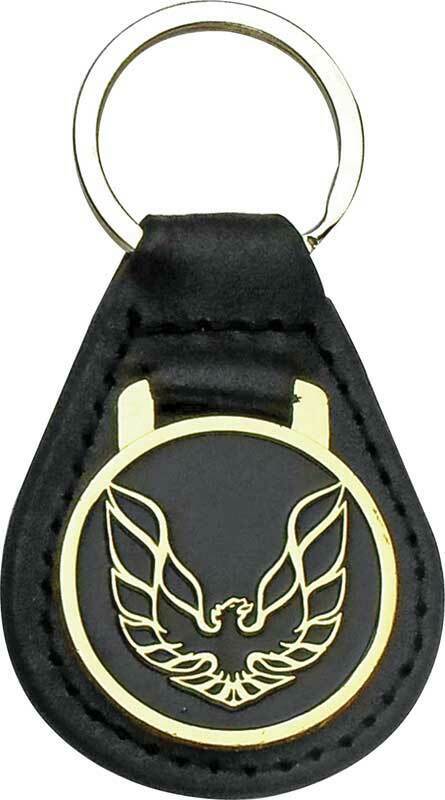 Leather Keychain Ring With Gold Wings Up Bird Pontiac Firebird and Trans AM