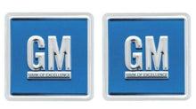 Load image into Gallery viewer, GM Emblem Door Decal Set Embossed Blue 1967-74 Camaro Nova Impala Firebird
