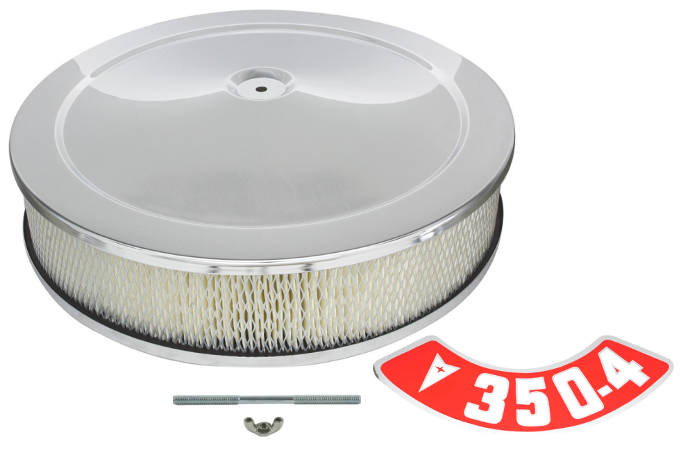 14 x 3 Chrome Air Cleaner Assembly With 350-4BBL Decal Firebird GTO Grand Prix