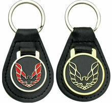 Load image into Gallery viewer, 1 Each Gold &amp; Red Leather Keychain Ring Wings Up Bird Pontiac Firebird/Trans AM
