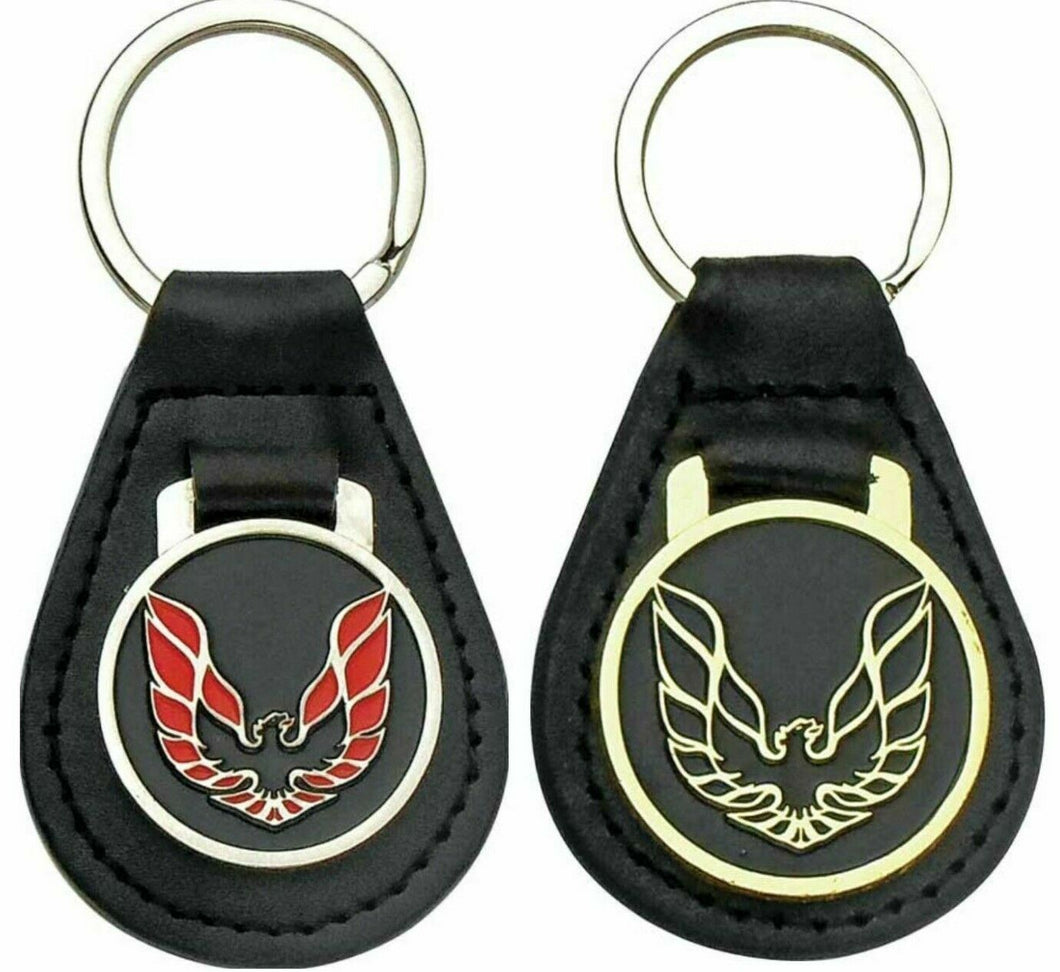 1 Each Gold & Red Leather Keychain Ring Wings Up Bird Pontiac Firebird/Trans AM