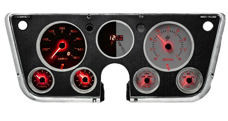 Intellitronix Analog Red LED Gauge Cluster Panel For 1967-1972 Chevy Trucks
