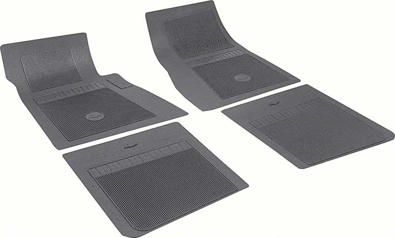 OER 4 Piece Black Floor Mat Set With Bow Tie 1958-1981 Chevrolet Models