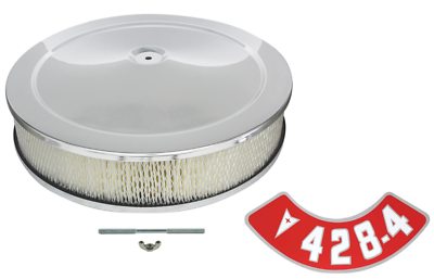 14 x 3 Chrome Air Cleaner Assembly With 428-4BBL Decal Firebird GTO Grand Prix