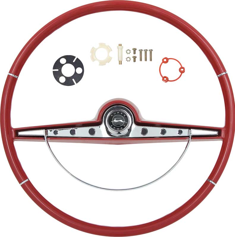 OER R63012 SS Red Steering Wheel Kit 1963 Chevy Impala Bel Air Biscayne