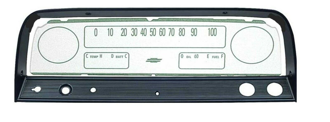 OER Black Instrument Panel Bezel/ Lens With Gauges 1964-1966 Chevy Pickup Truck