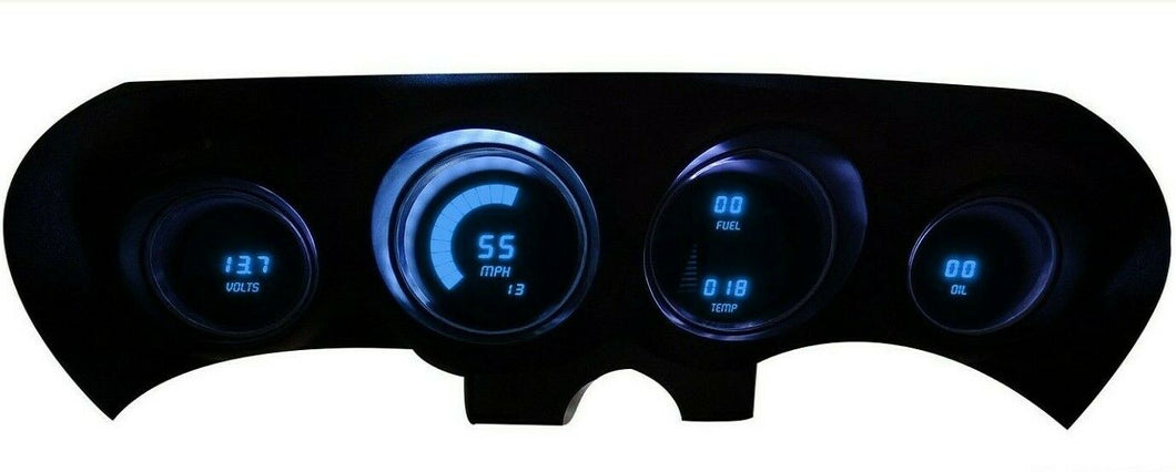 Intellitronix Blue LED Digital Gauge Cluster Panel 1969-1970 Ford Mustang