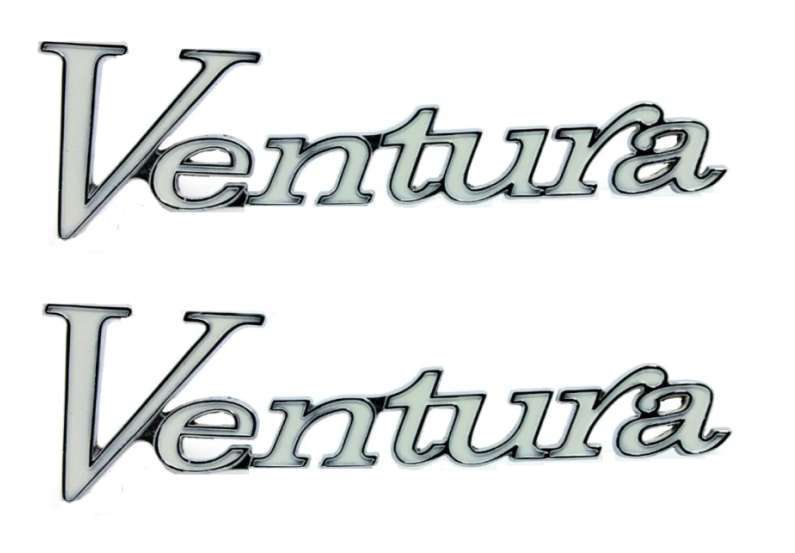 Chrome Script Fender Emblem Set For 1971-1977 Pontiac Ventura Models USA Made