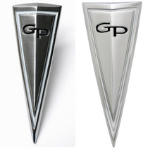 Load image into Gallery viewer, Trunk and Hood Arrowhead Emblem Set For 1963 Pontiac Grand Prix Made in the USA
