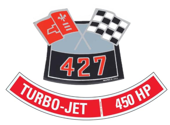 427 with 450 HP Air Cleaner Decal Set Fits Camaro Nova Chevelle Impala Corvette and Other GM Models